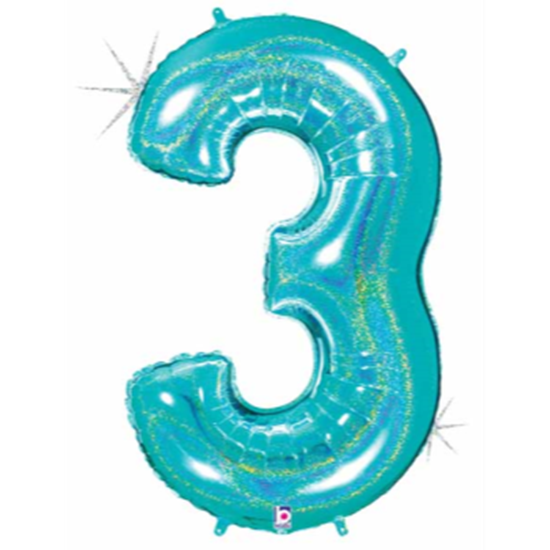 Picture of 40'' NUMBER 3 SUPERSHAPE - TURQUOISE