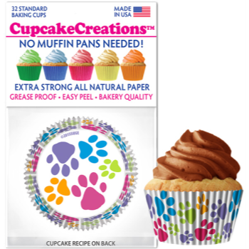 Image de BAKING CUPS - STANDARD - PAW PRINT 32/PKG