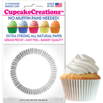 Image de BAKING CUPS - STANDARD - WHITE 32/PKG