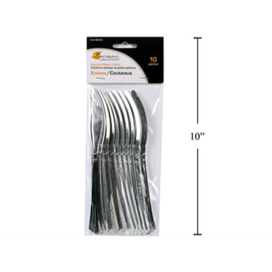 Picture of PLASTIC KNIVES - SILVER 10 PIECE