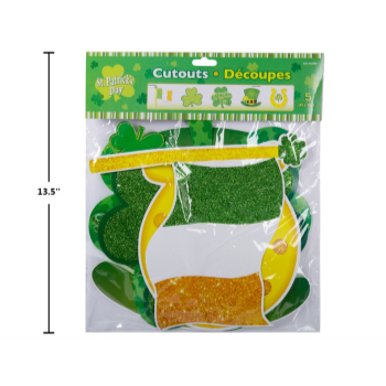 Image de DECOR - ST PATRICK'S ASSORTED GLITTER CUTOUT