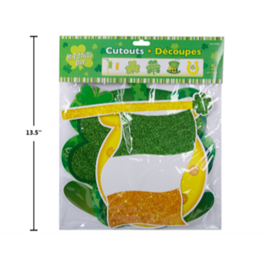 Picture of DECOR - ST PATRICK'S ASSORTED GLITTER CUTOUT