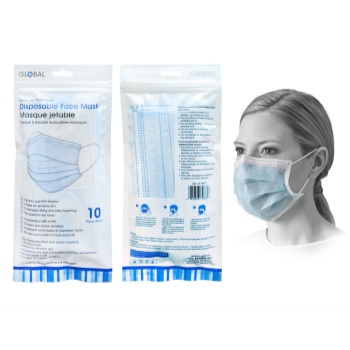 Image de MASKS - DISPOSABLE FACE MASKS - 10/PKG BLUE