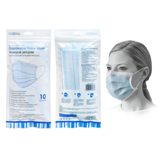 Image sur MASKS - DISPOSABLE FACE MASKS - 10/PKG BLUE