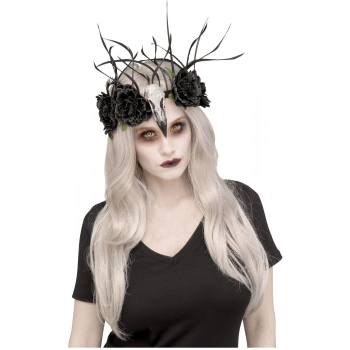 Image de RAVEN SKULL HEADPIECE - BLACK ROSES