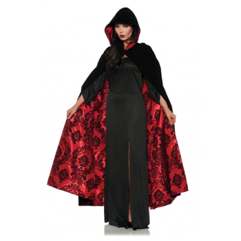 Image de CAPE - VELVET AND SATIN - RED DAMASK LINING