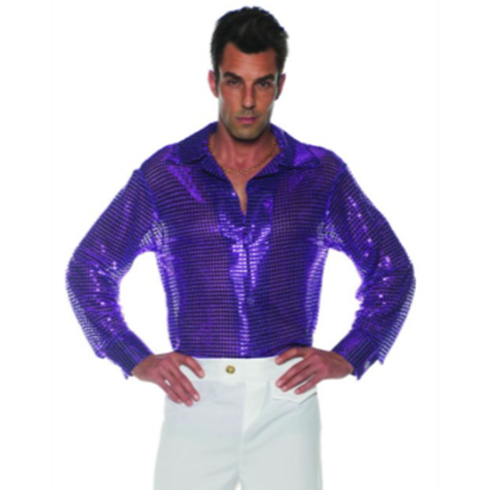 Image sur 70'S SEQUIN SHIRT PURPLE - ADULT STANDARD