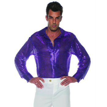 Image de 70'S SEQUIN SHIRT PURPLE - ADULT XLARGE