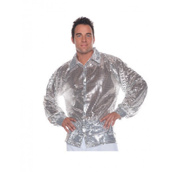 Image sur 70'S SEQUIN SHIRT SILVER ADULT STANDARD