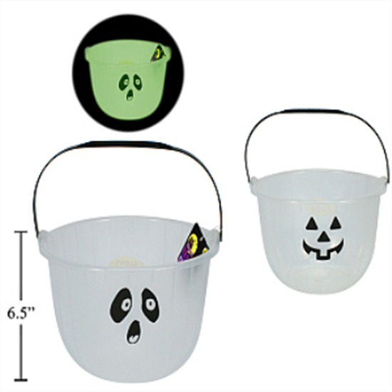 Picture of GLOW IN THE DARK PAIL - 8"  GHOST OR PUMPKIN
