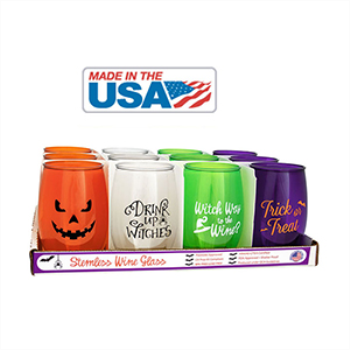 Image de HALLOWEEN PLASTIC STEMLESS WINE GLASSES