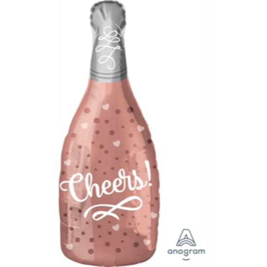 Image sur 18" FOIL - CHEERS CHAMPAGNE BOTTLE ROSE JUNIOR SHAPE