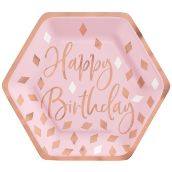 Image de TABLEWARE - BLUSH BIRTHDAY - 7" HEXAGON METALLIC PLATE