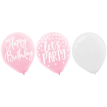 Image de 12" BIRTHDAY BLUSH LATEX BALLOONS