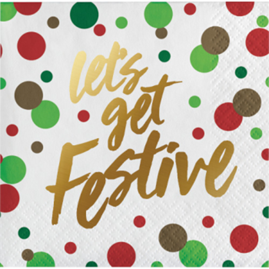 Image sur TABLEWARE - LET'S GET FESTIVE BEVERAGE NAPKINS