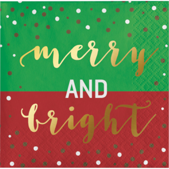 Image sur TABLEWARE - MERRY AND BRIGHT BEVERAGE NAPKINS