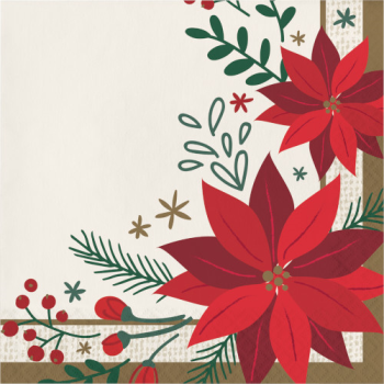 Image de TABLEWARE - MODERN POINSETTIA LUNCHEON NAPKINS