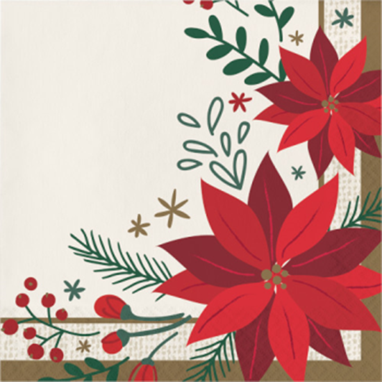 Image sur TABLEWARE - MODERN POINSETTIA LUNCHEON NAPKINS