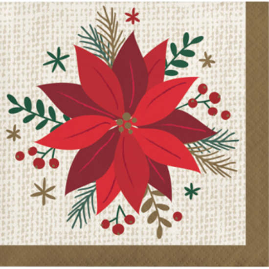 Picture of TABLEWARE - MODERN POINSETTIA BEVERAGE NAPKINS