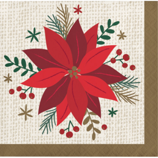 Image sur TABLEWARE - MODERN POINSETTIA BEVERAGE NAPKINS