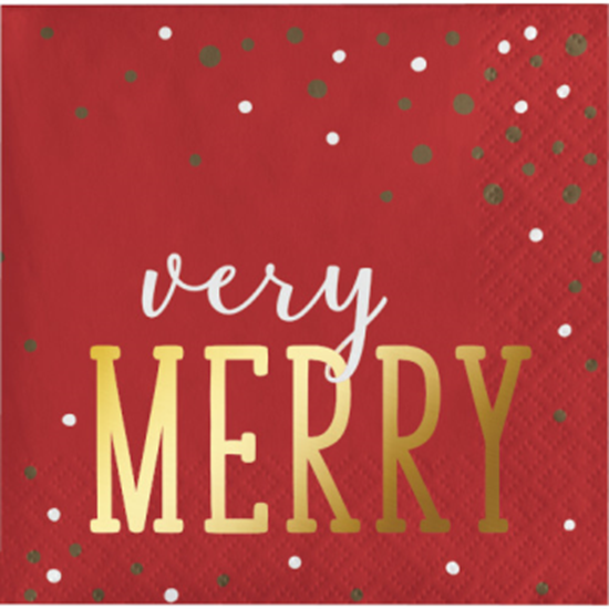 Picture of TABLEWARE - VERY MERRY BEVERAGE NAPKINS