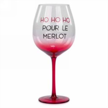 Picture of DECOR - WINE GLASS - HO HO HO MERLOT