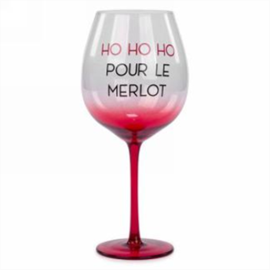 Image sur DECOR - WINE GLASS - HO HO HO MERLOT