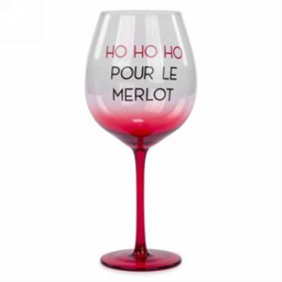 Picture of DECOR - WINE GLASS - HO HO HO MERLOT