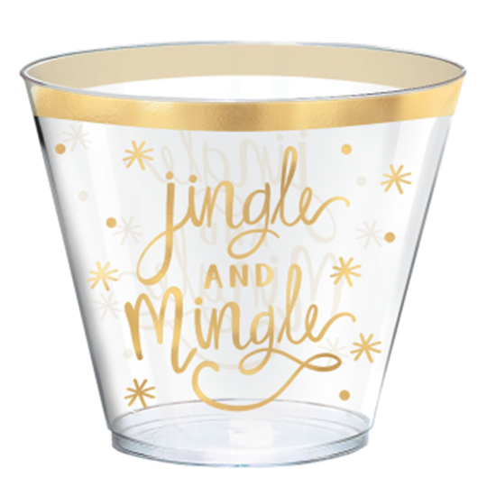 Picture of TABLEWARE - JINGLE AND MINGLE 9OZ HOT STAMP PLASTIC TUMBLERS 