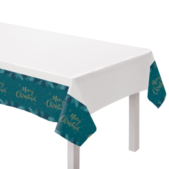 Picture of TABLEWARE - VERY MERRY TEAL PAPER TABLE COVER