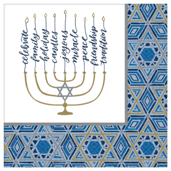 Image sur TABLEWARE - HANUKKAH FESTIVAL OF LIGHTS DINNER NAPKINS