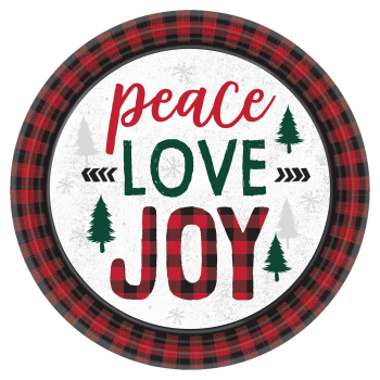 Image de TABLEWARE - COZY HOLIDAY PEACE LOVE JOY PLAID - 7" PLATES 