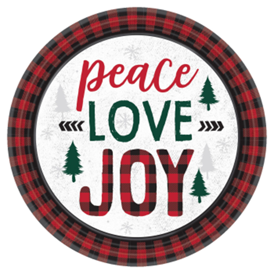 Picture of TABLEWARE - COZY HOLIDAY PEACE LOVE JOY PLAID - 7" PLATES 