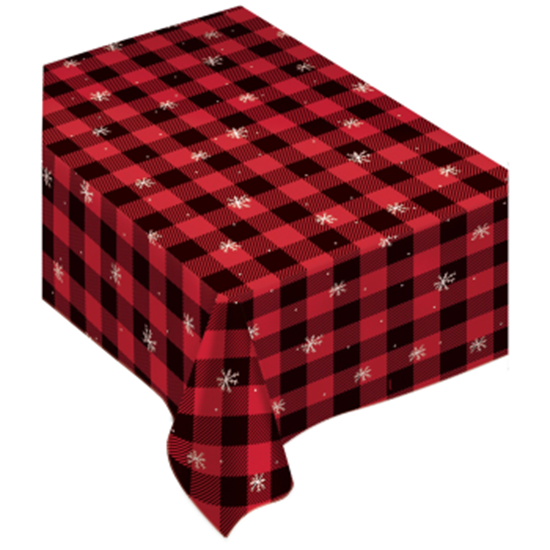 Picture of TABLEWARE - CHRISTMAS BUFFALO PLAID FLANNEL TABLE COVER - 52" x 90"