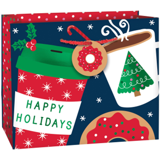 Picture of DECOR - GIFT BAG - HAPPY HOLIDAYS COFFEE HORIZONTAL SMALL BAG
