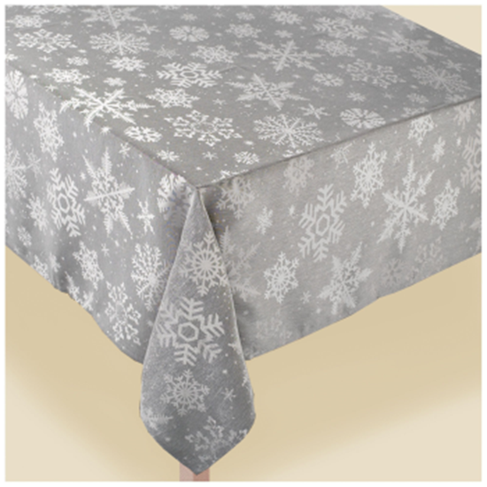 Image sur TABLEWARE - GREY SNOWFLAKE FABRIC TABLE COVER