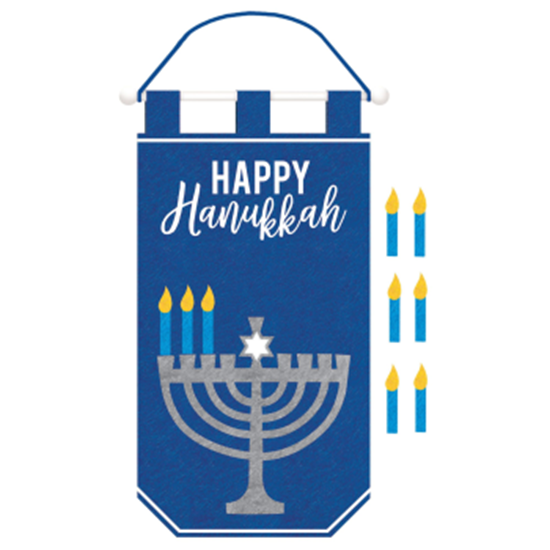 Picture of DECOR - HANUKKAH FELT BANNER WITH VELCRO CANDLE ADD-ONS