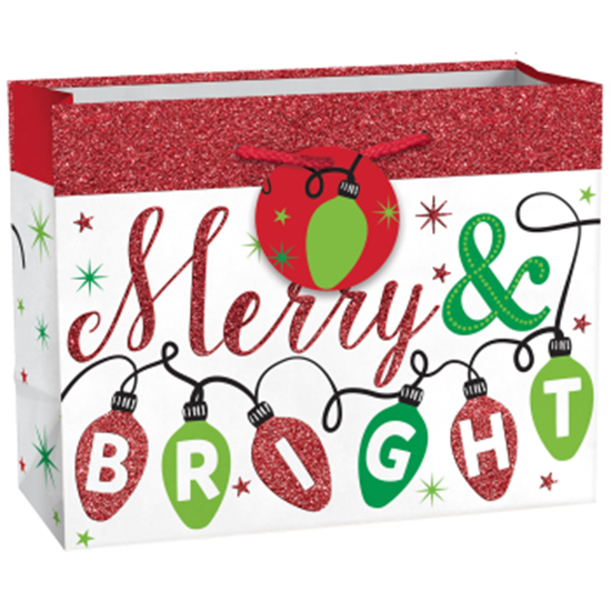 Picture of DECOR -  GIFT BAG - HORIZONTAL CHRISTMAS BAG - MERRY BRIGHT