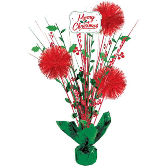 Picture of DECOR - MERRY CHRISTMAS TINSEL BURST CENTERPIECE