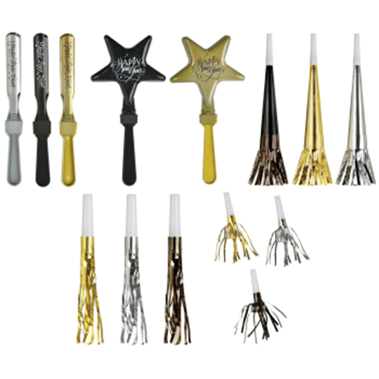 Image sur DECOR - NOISEMAKERS - 40 PACK HAPPY NEW YEAR - BLACK/GOLD/SILVER