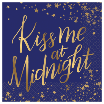 Image de TABLEWARE - KISS ME AT MIDNIGHT BEVERAGE NAPKINS - 16 COUNT