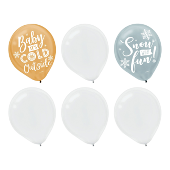 Picture of BALLOONS - 12" LATEX BALLOONS - SNOW WHAT FUN ASSORTED 