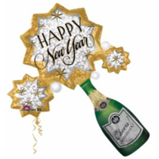 Image sur 34" FOIL - BUBBLY NEW YEAR  SUPER SHAPE