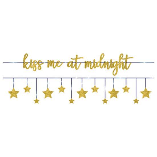 Image sur DECOR - KISS ME AT MIDNIGHT GOLD LETTER BANNER