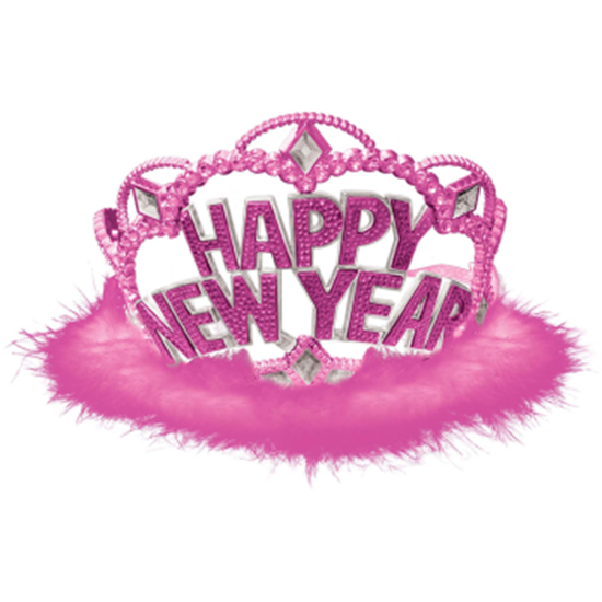 Image sur WEARABLES - HAPPY NEW YEAR TIARA WITH PINK MARABOU