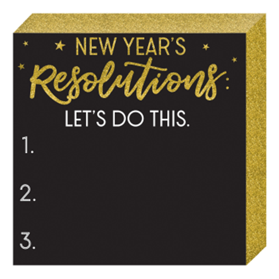 Picture of DECOR - NEW YEARS RESOLUTIONS CHALKBOARD MDF SQUARE STANDING PLAQUE