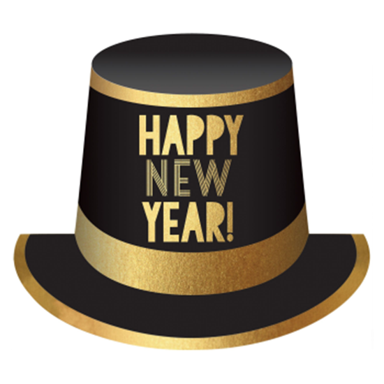 Image sur WEARABLES - HAPPY NEW YEAR FOIL TOP HAT - BLACK/GOLD