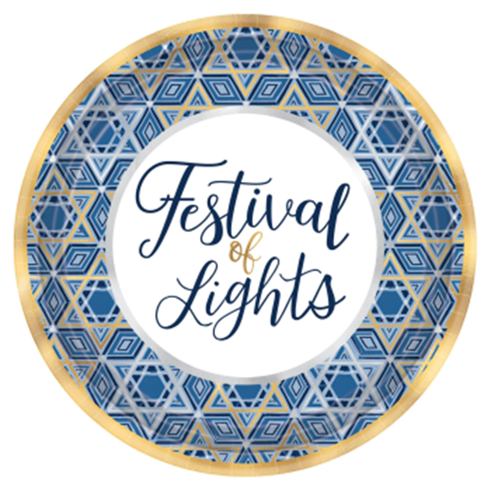 Image sur TABLEWARE - HANUKKAH FESTIVAL OF LIGHTS 7" PLATES 