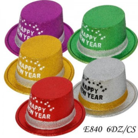 Image sur WEARABLES - HAPPY NEW YEAR GLITTER TOP HAT - ASSORTED COLOURS