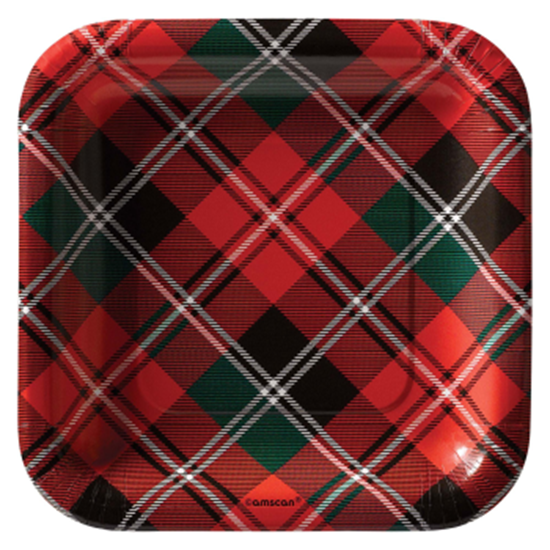 Picture of TABLEWARE - HOLIDAY PLAID 7" SQUARE PLATES